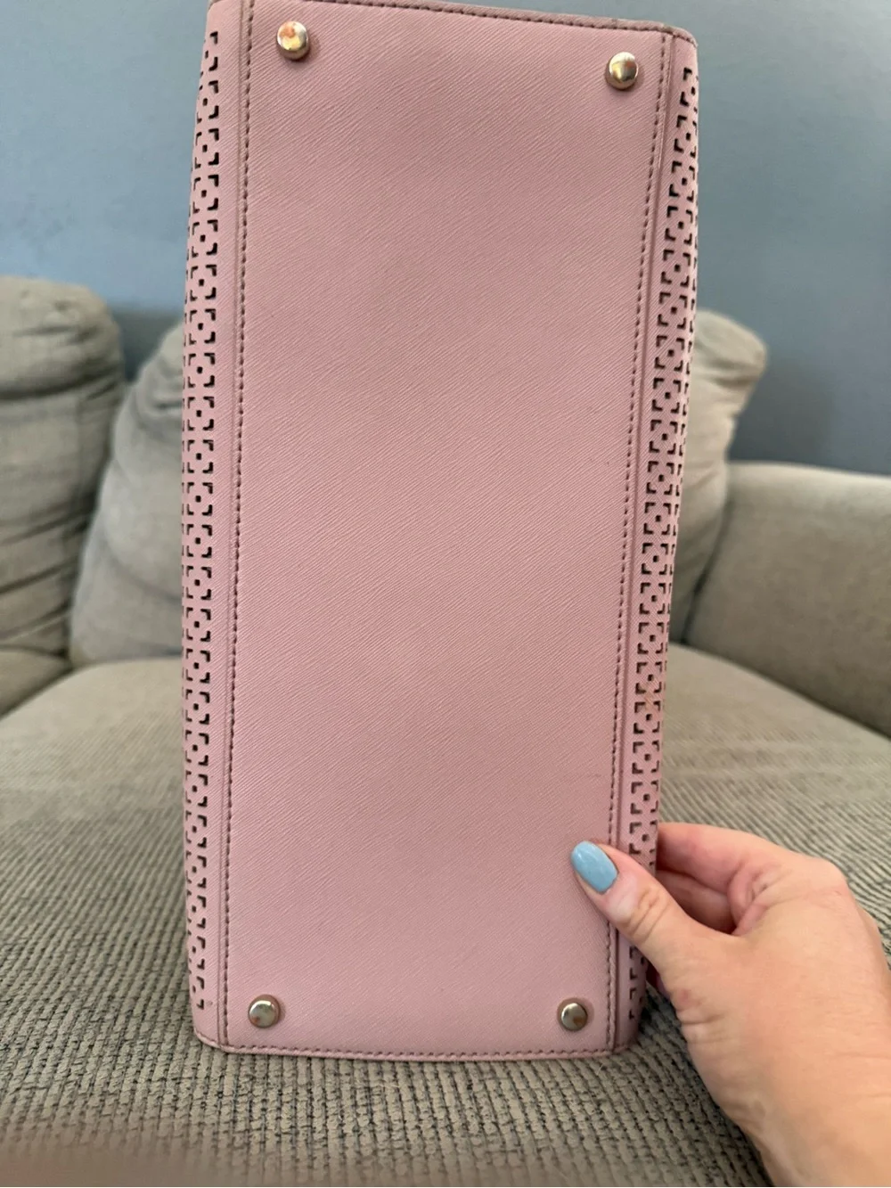 kate spade Blush Pink Perforated Leather Satchel with Crossbody Strap